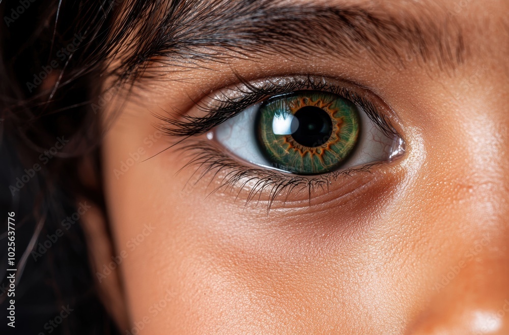 Closeup of a human eye with vibrant green iris Closeup of a human eye with vibrant green iris