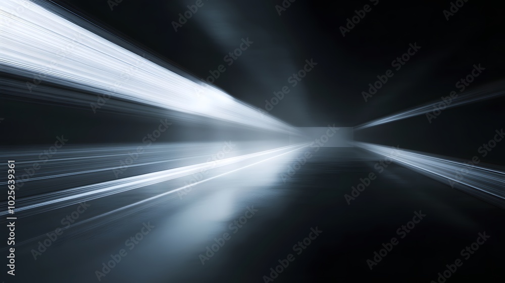 Abstract beams of light: Thin beams of light crossing softly in a dark, minimal space, creating a calming and dynamic visual effect Abstract beams of light: Thin beams of light crossing softly in a dark, minimal space, creating a calming and dynamic visual effect