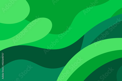 Green Abstract Background with Swirling Shapes and Gradient