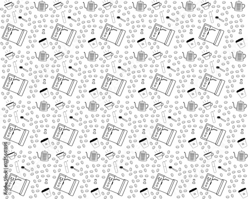 Seamless pattern with a barista coffee theme