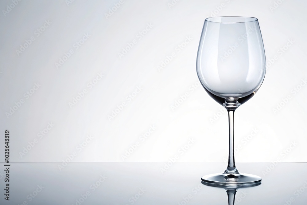 Empty wine glass isolated on a white background from a low angle Empty wine glass isolated on a white background from a low angle