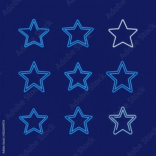 Star rating system minimalist line art monochromatic, with copy space