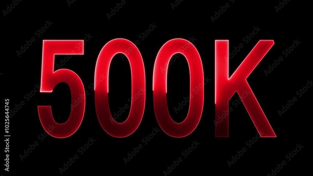 500K text animation by red neon on black background. 500K text animation by red neon on black background.