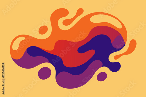 Vibrant Colorful Liquid Shapes on Yellow Background