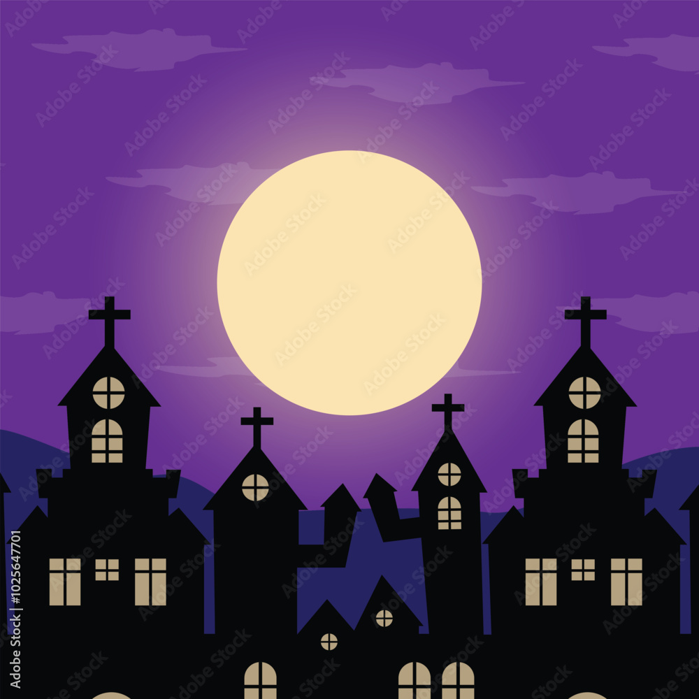 Spooky Halloween Haunted House in the Night Spooky Halloween Haunted House in the Night