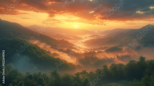 Wallpaper Mural Breathtaking Mountain Sunrise Over Misty Landscape Torontodigital.ca