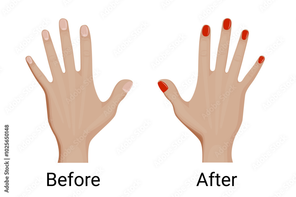 Fototapeta premium Before and after manicure vector illustration design.