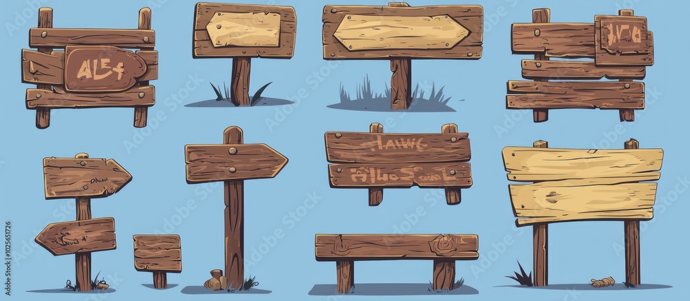 High-res vector of rustic wooden directional signs, designd in a cartoon manner. High-res vector of rustic wooden directional signs, designd in a cartoon manner.