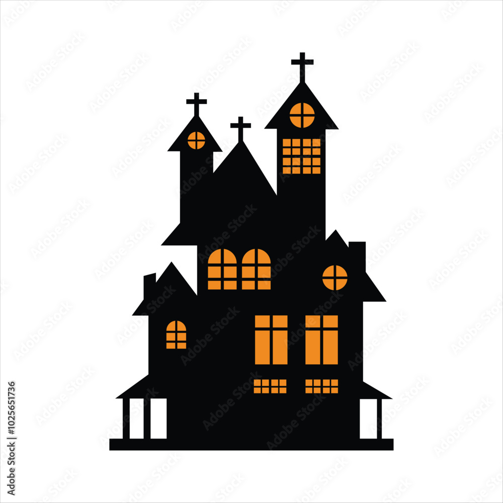 Fototapeta premium Simple Haunted House Design for Halloween Night