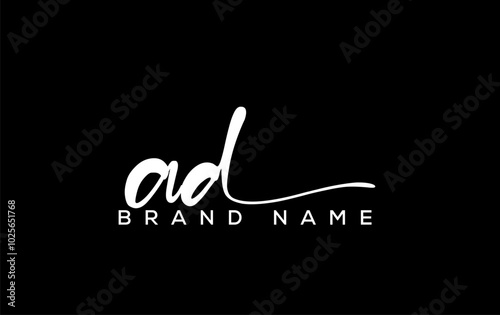 AD letter beauty handwriting vector logo.