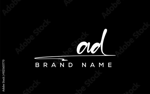 AD letter beauty handwriting vector logo.