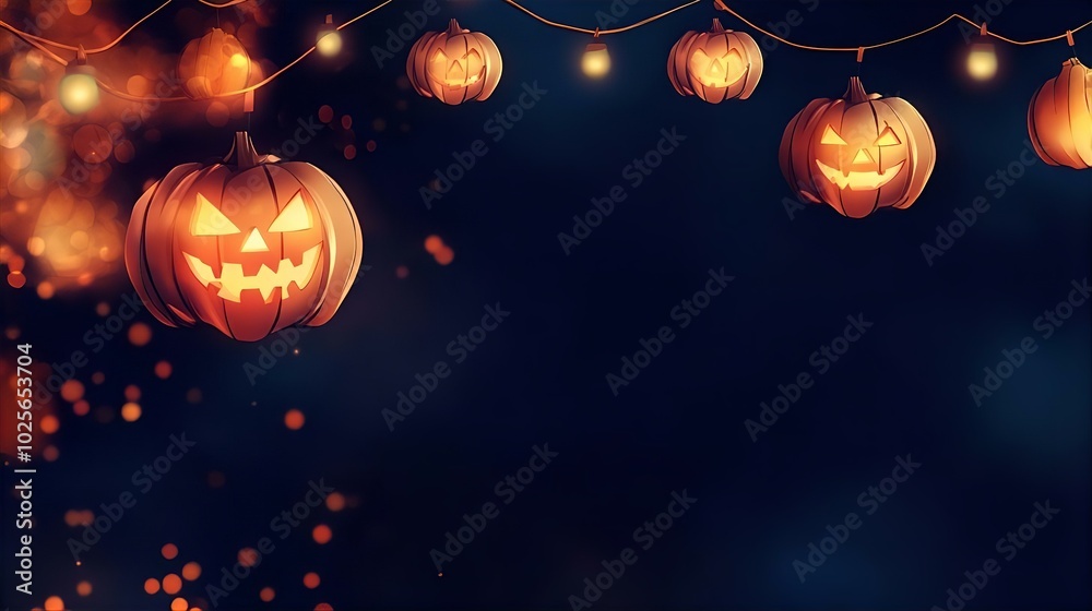 Halloween scene featuring a glowing pumpkin with a spooky face, surrounded by bats, set against a dark night background, perfect for autumn celebrations
Halloween scene featuring a glowing pumpkin with a spooky face, surrounded by bats, set against a dark night background, perfect for autumn celebrations