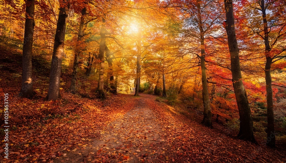 Each step crunches softly on the fallen leaves. Each step crunches softly on the fallen leaves.