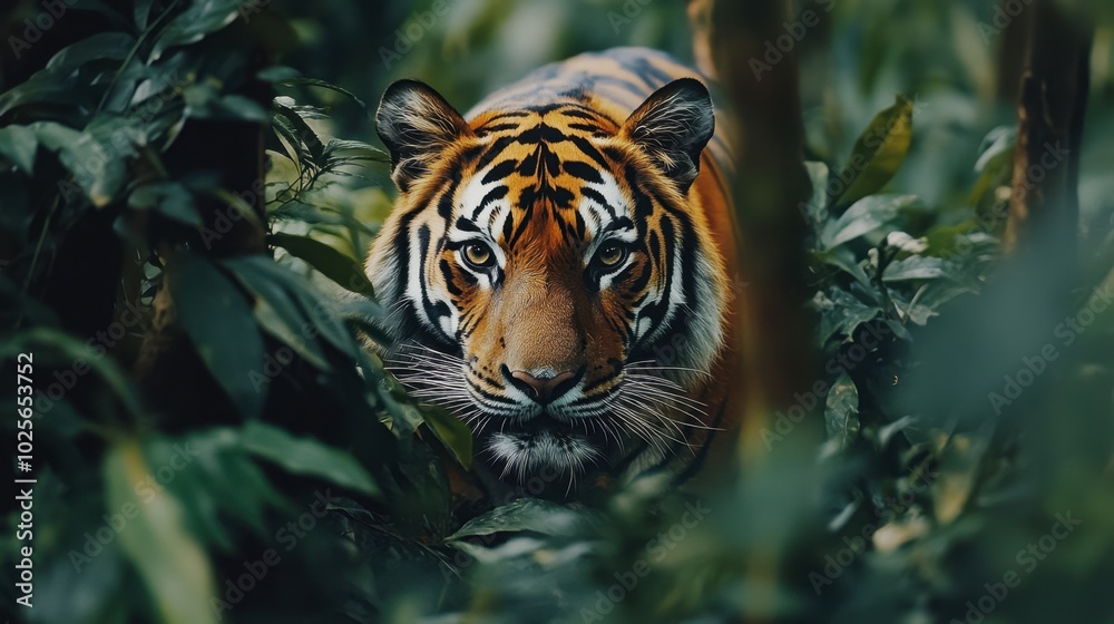 Majestic Tiger in Lush Greenery Majestic Tiger in Lush Greenery