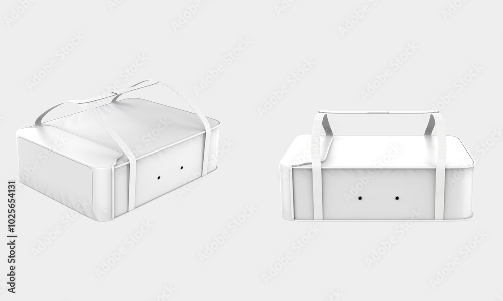 Hot food delivery courier thermal insulated pizza bag isolated on white background. 3d illustration Hot food delivery courier thermal insulated pizza bag isolated on white background. 3d illustration