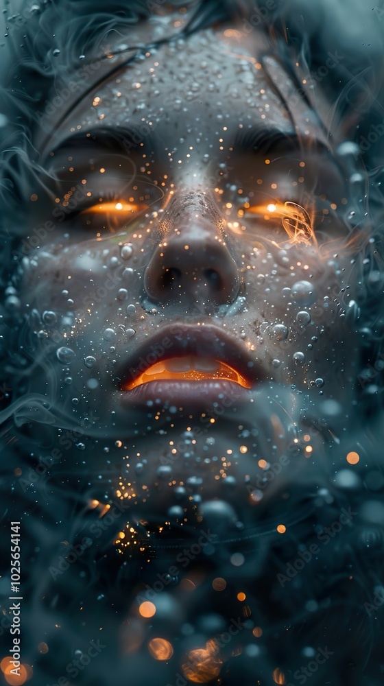 Glowing Eyes Underwater: A Mystical Portrait Glowing Eyes Underwater: A Mystical Portrait