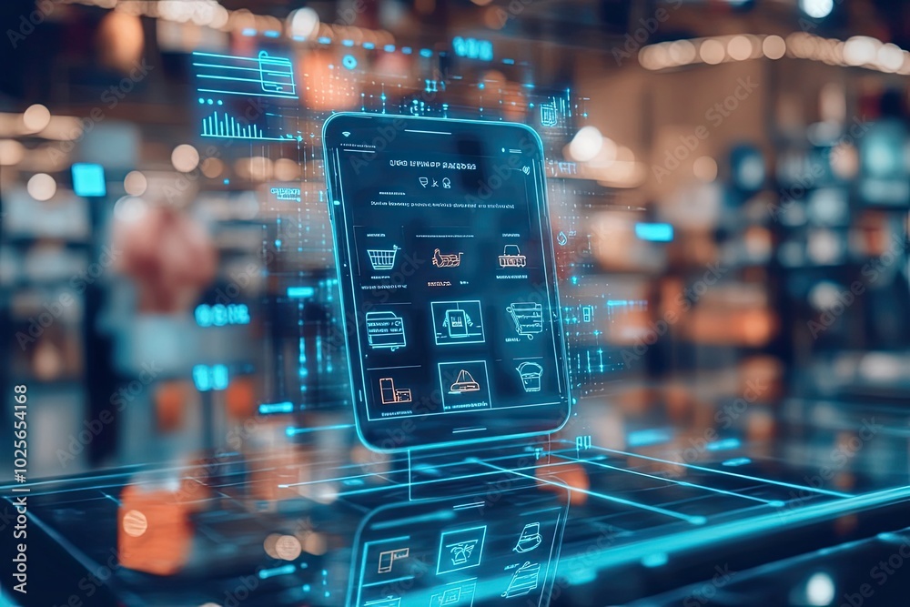 Futuristic Smartphone Displaying Digital Interface and User Experience Futuristic Smartphone Displaying Digital Interface and User Experience