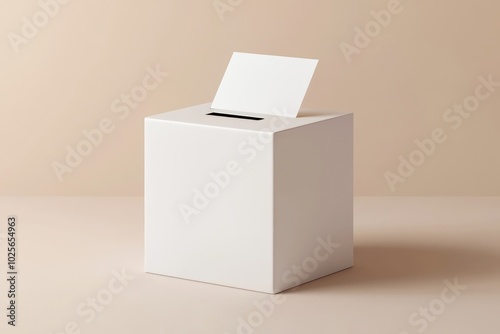 3D white ballot box with a top slot, presented in a clean vector illustration.