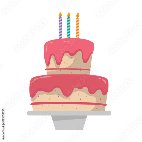 Delicious Birthday Cake with Colorful Frosting and Candles