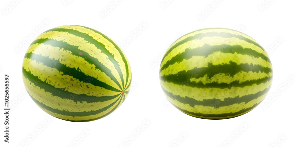 Fresh watermelon with green striped skin isolated on a transparent background Fresh watermelon with green striped skin isolated on a transparent background