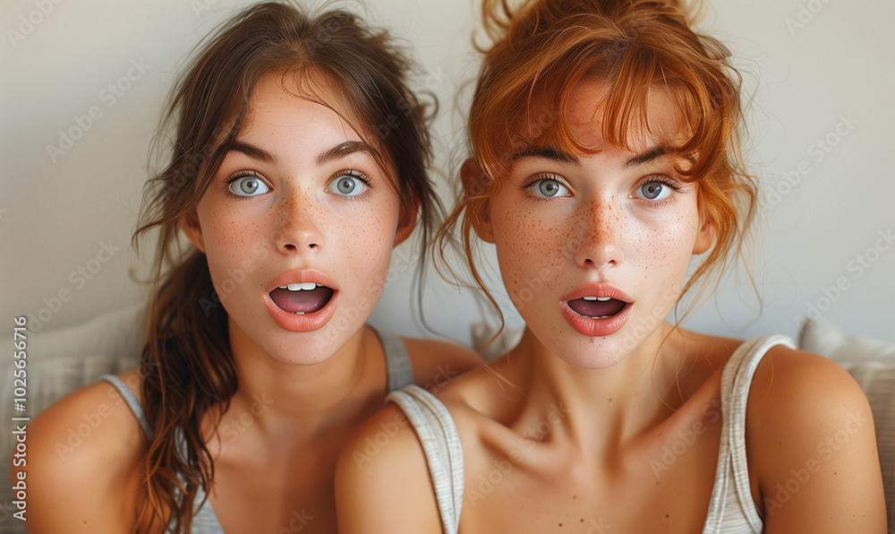 Young woman with a surprised expression for the camera.
Young woman with a surprised expression for the camera.