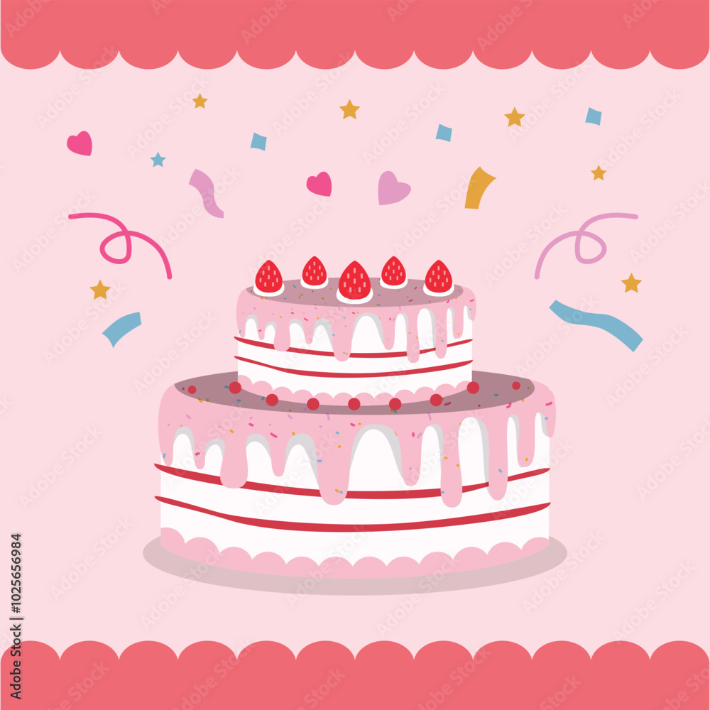 Delicious Birthday Cake with Colorful Frosting and Candles Delicious Birthday Cake with Colorful Frosting and Candles