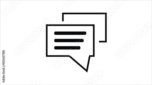 Abstract text icon, simple chat icon on white background.