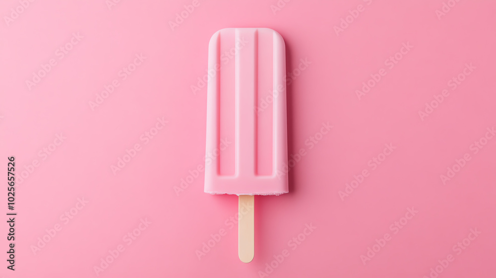 A delicious pink popsicle on a stick, set against a vibrant pink background, evoking a sense of summer and refreshment. A delicious pink popsicle on a stick, set against a vibrant pink background, evoking a sense of summer and refreshment.