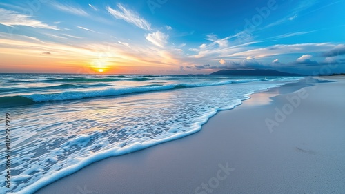 Siung Beach Landscape with Motion Blur Clouds - High Resolution Long Exposure Photography photo