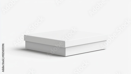 Depict a simple and smooth white box in 3D, illustrated in a closed state.