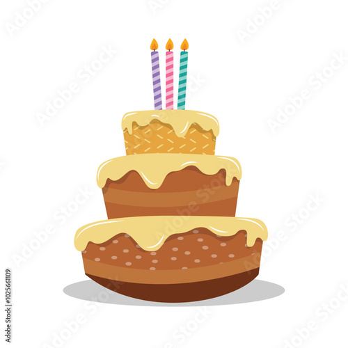 Colorful Birthday Cake with Festive Decorations