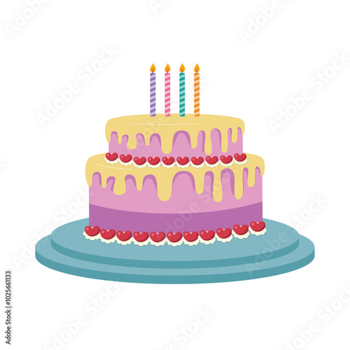 Colorful Birthday Cake with Festive Decorations