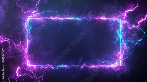 Elegant lightning frame with purple and blue flashes