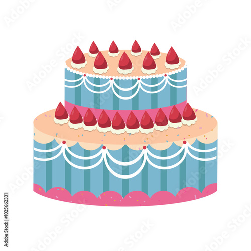 Colorful Birthday Cake with Festive Decorations