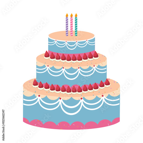 Colorful Birthday Cake with Festive Decorations