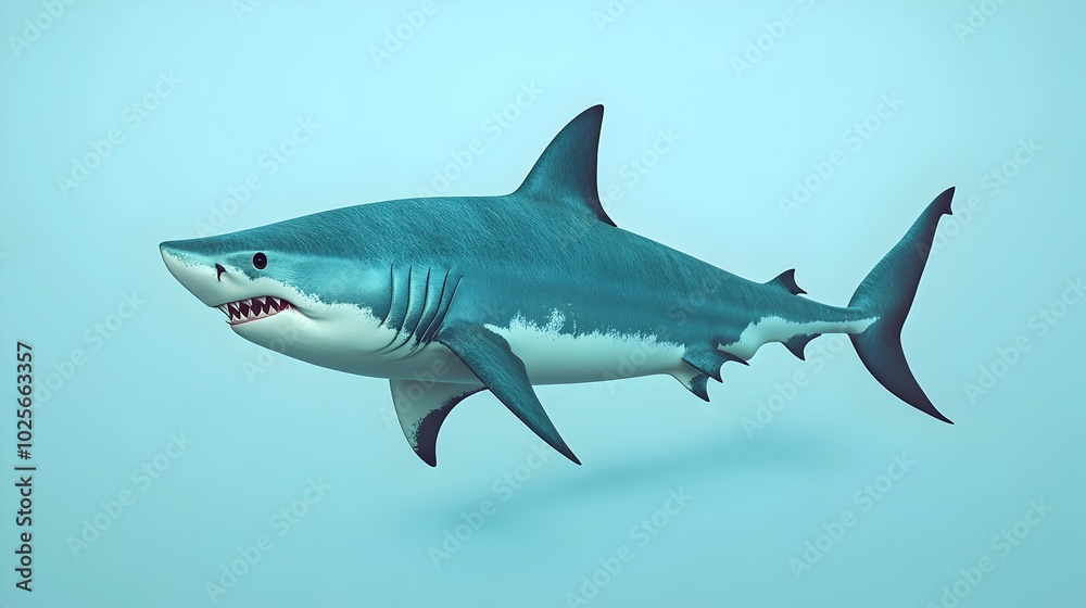 Thresher Shark 3D Clipart Isolated on Soft Background Thresher Shark 3D Clipart Isolated on Soft Background