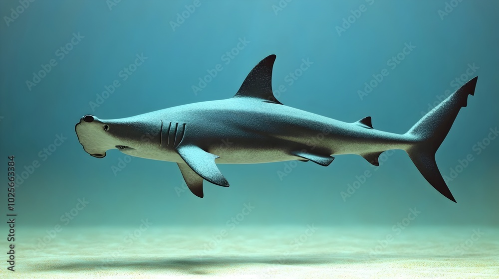 Obraz premium Close up 3D Scalloped Hammerhead Shark Clipart Isolated on Soft Background