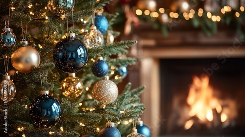 The Christmas Tree by Fireplace