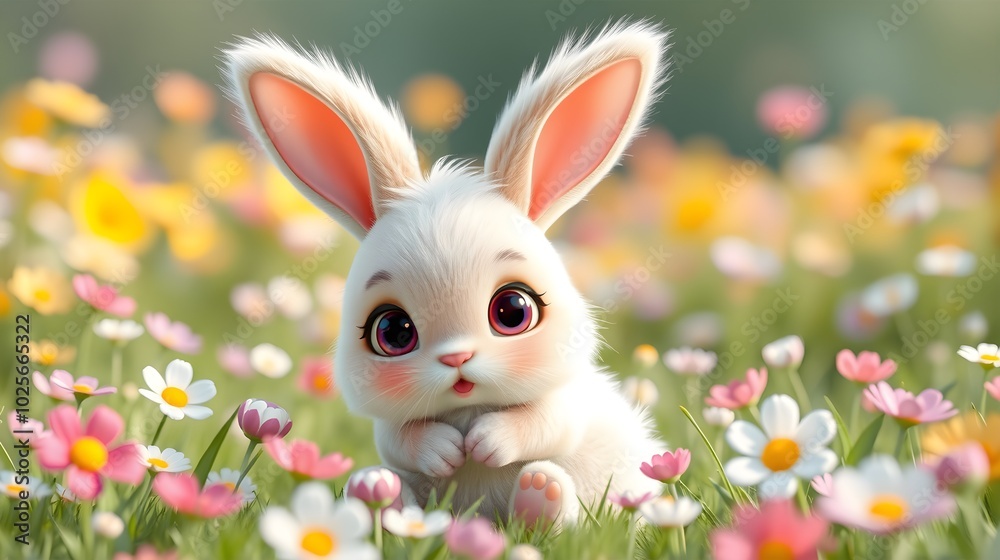 Fluffy Rabbit in Meadow Fluffy Rabbit in Meadow