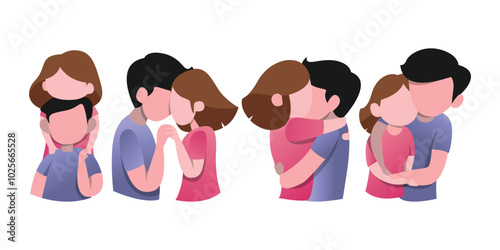 Diverse Valentine’s Couple Poses Icon Collection