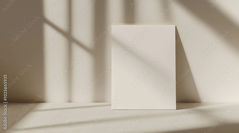 Blank Canvas in Sunlight: A minimalist mockup showcasing a blank card with soft, natural light and subtle shadows for graphic design, branding, or product displays. Blank Canvas in Sunlight: A minimalist mockup showcasing a blank card with soft, natural light and subtle shadows for graphic design, branding, or product displays.