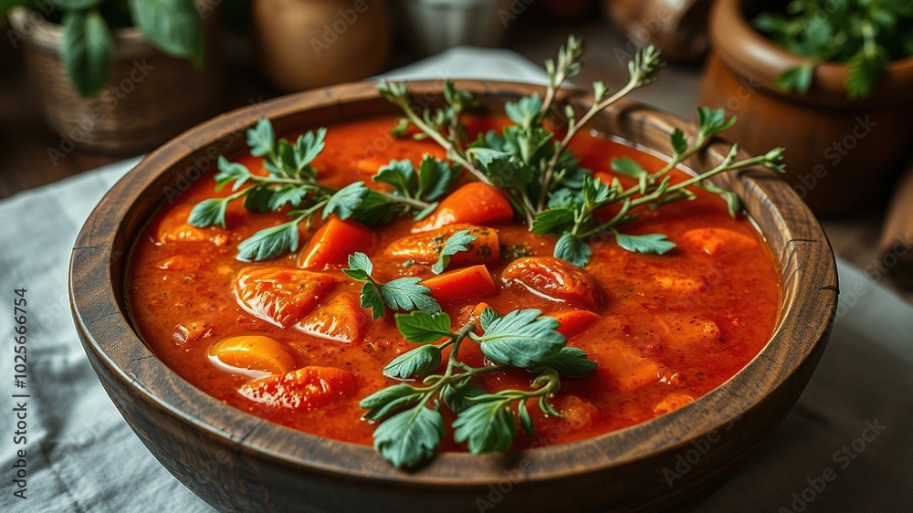 Tomato Soup in a Bowl: A Culinary Delight Captured in High-Resolution Photography