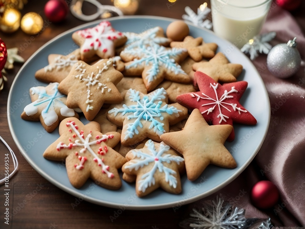 christmas gingerbread cookies on a plate. christmas gingerbread cookies on a plate.