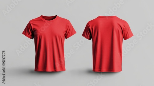 Red T-shirt mockup on a plain background, front view, ready for showcasing template design and logo illustration