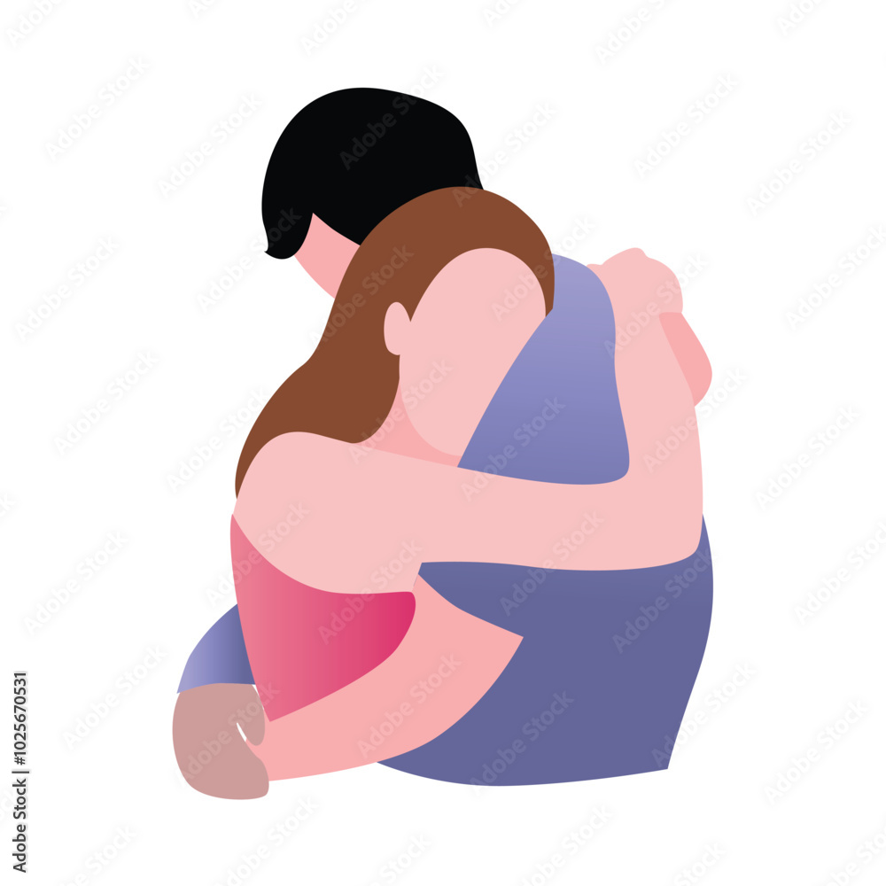 Flat Design Illustration of a Loving Couple Flat Design Illustration of a Loving Couple