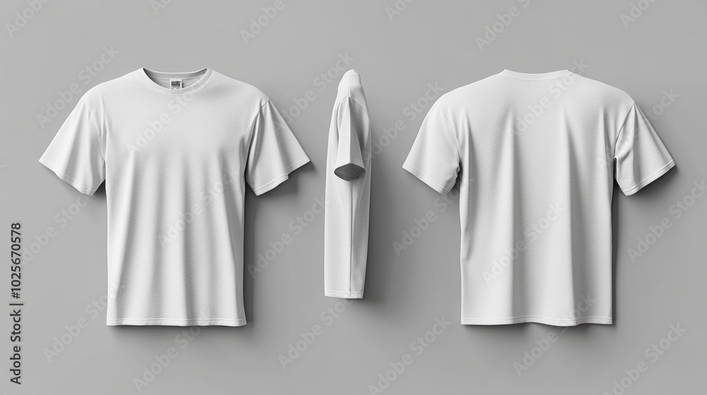 Simple white male T-shirt mockup, with front and back views displayed side by side, perfect for showcasing template designs. Simple white male T-shirt mockup, with front and back views displayed side by side, perfect for showcasing template designs.