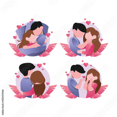 Valentine’s Day Flat Design Romantic Couple Illustration