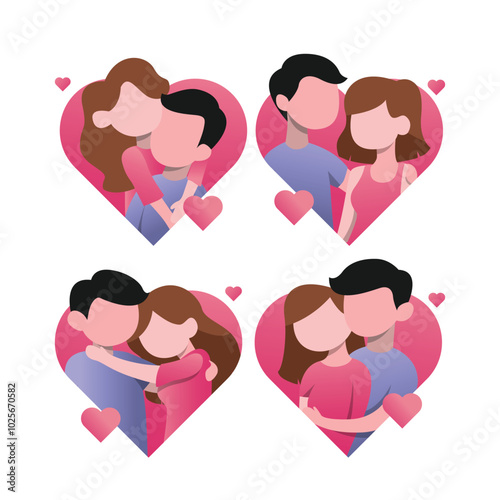 Romantic Couple Icon Embracing Love and Affection