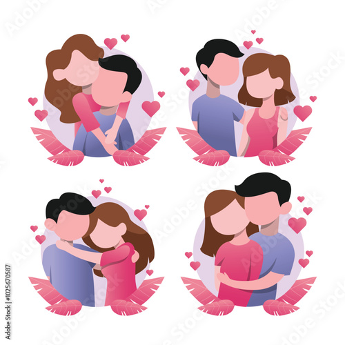 Valentine’s Day Flat Design Romantic Couple Illustration
