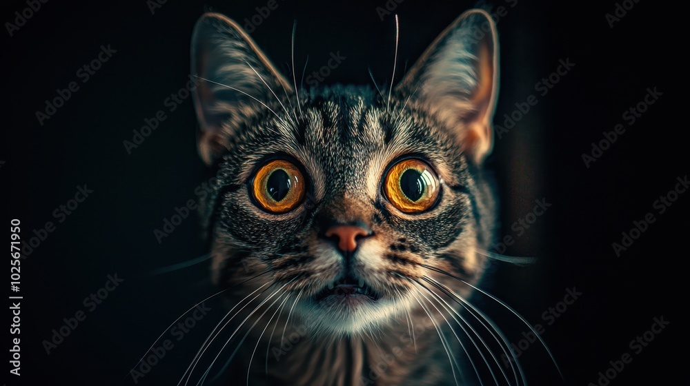 Close-Up of Cat with Wide Open Eyes Close-Up of Cat with Wide Open Eyes